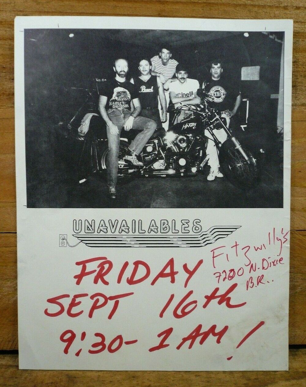 Unavailables - Vintage Band Press Photo Printed Copy B&W 8 1/2 x 11